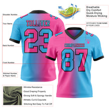 Laden Sie das Bild in den Galerie-Viewer, Custom Sky Blue Pink-Black Authentic Gradient Fashion Football Jersey