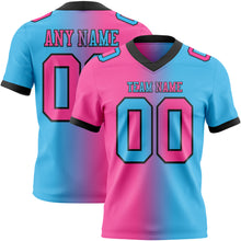 Laden Sie das Bild in den Galerie-Viewer, Custom Sky Blue Pink-Black Authentic Gradient Fashion Football Jersey