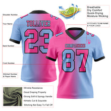 Загрузить изображение в средство просмотра галереи, Custom Light Blue Pink-Black Authentic Gradient Fashion Football Jersey