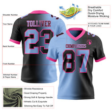 Laden Sie das Bild in den Galerie-Viewer, Custom Black Light Blue-Pink Authentic Gradient Fashion Football Jersey