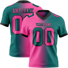 Laden Sie das Bild in den Galerie-Viewer, Custom Teal Pink-Black Authentic Gradient Fashion Football Jersey