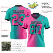 Laden Sie das Bild in den Galerie-Viewer, Custom Aqua Pink-Black Authentic Gradient Fashion Football Jersey