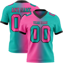 Laden Sie das Bild in den Galerie-Viewer, Custom Aqua Pink-Black Authentic Gradient Fashion Football Jersey