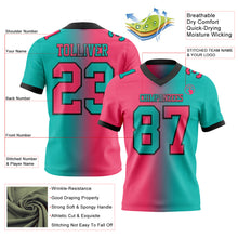 Laden Sie das Bild in den Galerie-Viewer, Custom Aqua Neon Pink-Black Authentic Gradient Fashion Football Jersey