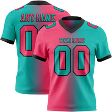 Laden Sie das Bild in den Galerie-Viewer, Custom Aqua Neon Pink-Black Authentic Gradient Fashion Football Jersey