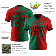 Load image into Gallery viewer, Custom Red Kelly Green-Black Authentic Gradient Fashion Football Jersey