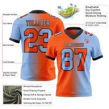 Load image into Gallery viewer, Custom Light Blue Orange-Black Authentic Gradient Fashion Football Jersey