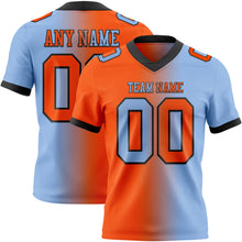 Load image into Gallery viewer, Custom Light Blue Orange-Black Authentic Gradient Fashion Football Jersey