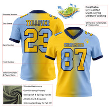 Laden Sie das Bild in den Galerie-Viewer, Custom Light Blue Yellow-Navy Authentic Gradient Fashion Football Jersey