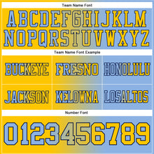 Laden Sie das Bild in den Galerie-Viewer, Custom Light Blue Yellow-Navy Authentic Gradient Fashion Football Jersey