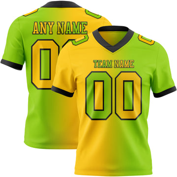 Custom Neon Green Yellow-Black Authentic Gradient Fashion Football Jersey