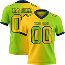 Laden Sie das Bild in den Galerie-Viewer, Custom Neon Green Yellow-Navy Authentic Gradient Fashion Football Jersey