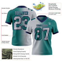 Laden Sie das Bild in den Galerie-Viewer, Custom Teal Gray-Navy Authentic Gradient Fashion Football Jersey