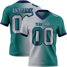 Laden Sie das Bild in den Galerie-Viewer, Custom Teal Gray-Navy Authentic Gradient Fashion Football Jersey
