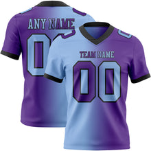 Load image into Gallery viewer, Custom Purple Light Blue-Black Authentic Gradient Fashion Football Jersey