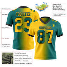 Laden Sie das Bild in den Galerie-Viewer, Custom Teal Yellow-Black Authentic Gradient Fashion Football Jersey