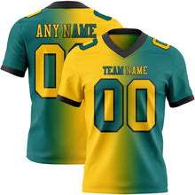 Laden Sie das Bild in den Galerie-Viewer, Custom Teal Yellow-Black Authentic Gradient Fashion Football Jersey