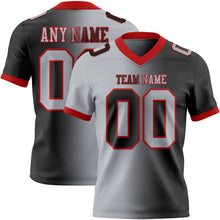 Laden Sie das Bild in den Galerie-Viewer, Custom Black Gray-Red Authentic Gradient Fashion Football Jersey
