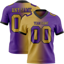 Laden Sie das Bild in den Galerie-Viewer, Custom Purple Old Gold-Black Authentic Gradient Fashion Football Jersey