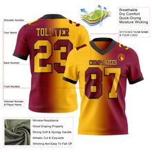 Laden Sie das Bild in den Galerie-Viewer, Custom Maroon Gold-Black Authentic Gradient Fashion Football Jersey