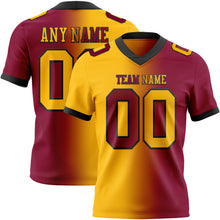 Laden Sie das Bild in den Galerie-Viewer, Custom Maroon Gold-Black Authentic Gradient Fashion Football Jersey