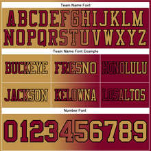 Laden Sie das Bild in den Galerie-Viewer, Custom Maroon Old Gold-Black Authentic Gradient Fashion Football Jersey