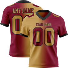 Laden Sie das Bild in den Galerie-Viewer, Custom Maroon Old Gold-Black Authentic Gradient Fashion Football Jersey