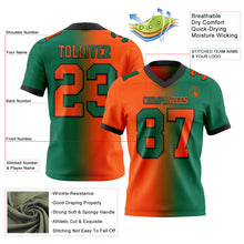 Laden Sie das Bild in den Galerie-Viewer, Custom Kelly Green Orange-Black Authentic Gradient Fashion Football Jersey