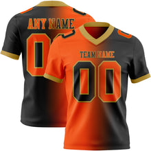 Laden Sie das Bild in den Galerie-Viewer, Custom Black Orange-Old Gold Authentic Gradient Fashion Football Jersey