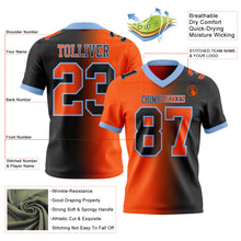 Laden Sie das Bild in den Galerie-Viewer, Custom Black Orange-Light Blue Authentic Gradient Fashion Football Jersey