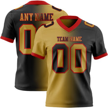 Laden Sie das Bild in den Galerie-Viewer, Custom Black Old Gold-Red Authentic Gradient Fashion Football Jersey