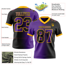 Laden Sie das Bild in den Galerie-Viewer, Custom Black Purple-Gold Authentic Gradient Fashion Football Jersey