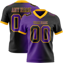 Laden Sie das Bild in den Galerie-Viewer, Custom Black Purple-Gold Authentic Gradient Fashion Football Jersey