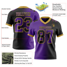 Laden Sie das Bild in den Galerie-Viewer, Custom Black Purple-Old Gold Authentic Gradient Fashion Football Jersey