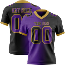Laden Sie das Bild in den Galerie-Viewer, Custom Black Purple-Old Gold Authentic Gradient Fashion Football Jersey