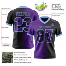 Laden Sie das Bild in den Galerie-Viewer, Custom Black Purple-Light Blue Authentic Gradient Fashion Football Jersey