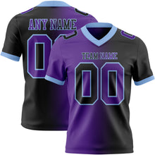Laden Sie das Bild in den Galerie-Viewer, Custom Black Purple-Light Blue Authentic Gradient Fashion Football Jersey
