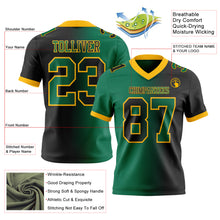 Laden Sie das Bild in den Galerie-Viewer, Custom Black Kelly Green-Gold Authentic Gradient Fashion Football Jersey