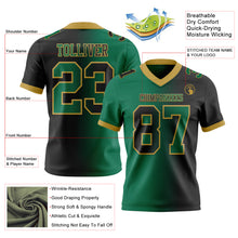 Laden Sie das Bild in den Galerie-Viewer, Custom Black Kelly Green-Old Gold Authentic Gradient Fashion Football Jersey