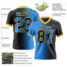 Load image into Gallery viewer, Custom Black Powder Blue-Gold Authentic Gradient Fashion Football Jersey