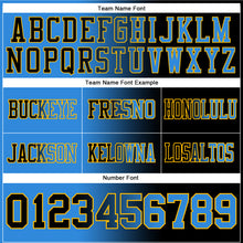 Load image into Gallery viewer, Custom Black Powder Blue-Gold Authentic Gradient Fashion Football Jersey