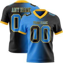 Load image into Gallery viewer, Custom Black Powder Blue-Gold Authentic Gradient Fashion Football Jersey
