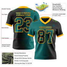 Laden Sie das Bild in den Galerie-Viewer, Custom Black Teal-Gold Authentic Gradient Fashion Football Jersey