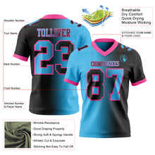 Laden Sie das Bild in den Galerie-Viewer, Custom Black Sky Blue-Pink Authentic Gradient Fashion Football Jersey