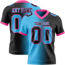 Laden Sie das Bild in den Galerie-Viewer, Custom Black Sky Blue-Pink Authentic Gradient Fashion Football Jersey