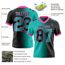 Laden Sie das Bild in den Galerie-Viewer, Custom Black Aqua-Pink Authentic Gradient Fashion Football Jersey