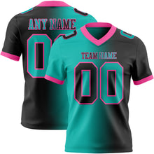 Laden Sie das Bild in den Galerie-Viewer, Custom Black Aqua-Pink Authentic Gradient Fashion Football Jersey