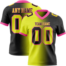 Laden Sie das Bild in den Galerie-Viewer, Custom Black Neon Yellow-Pink Authentic Gradient Fashion Football Jersey