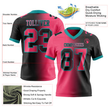 Load image into Gallery viewer, Custom Black Neon Pink-Teal Authentic Gradient Fashion Football Jersey