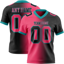 Load image into Gallery viewer, Custom Black Neon Pink-Teal Authentic Gradient Fashion Football Jersey